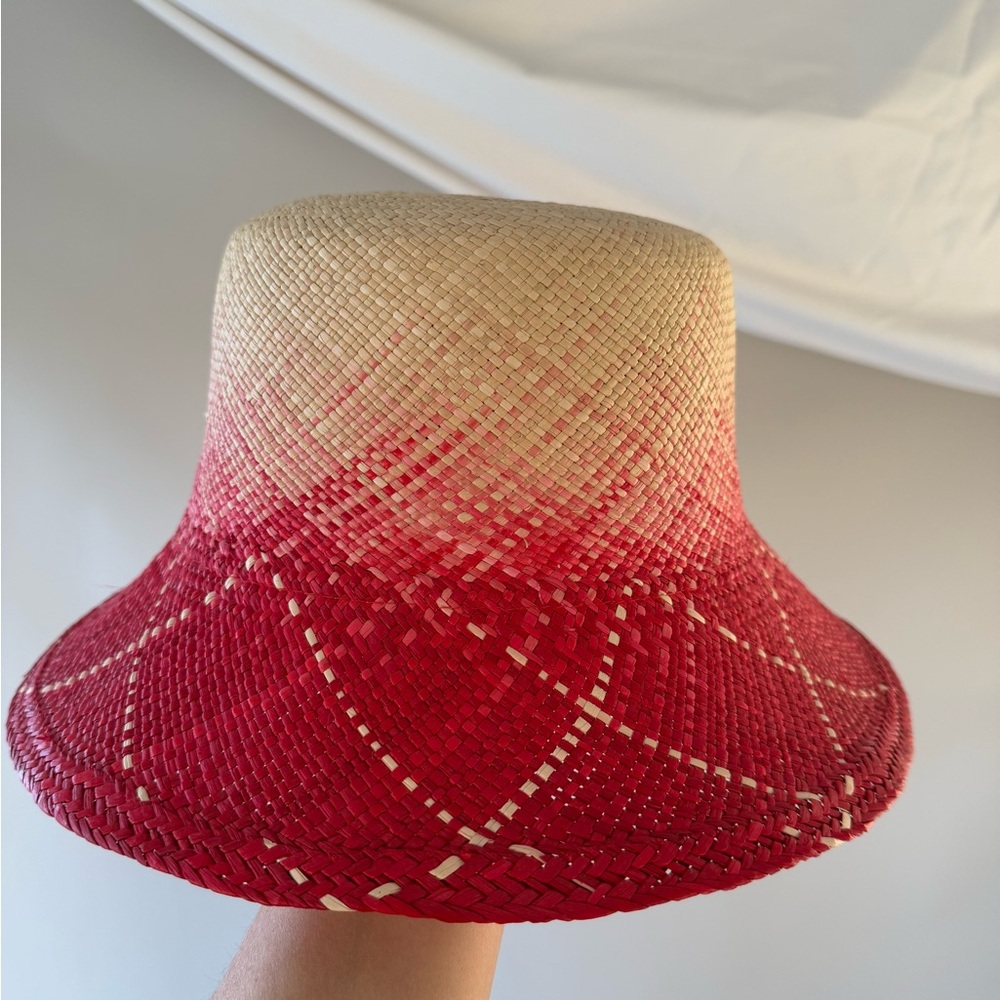 Red Ombre authentic Panama Straw Hat